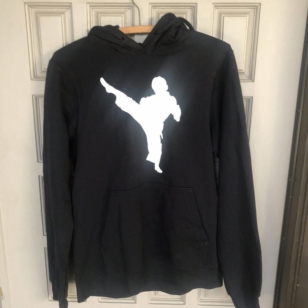 Port company Women’s karate hoodie black with white logo size small pre-owned